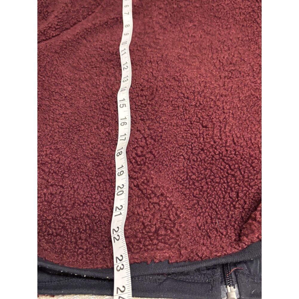 Joy Lab Sherpa Fleece Jacket Burgundy Zip Up Size Large Cozy Teddy Jacket - Picture 7 of 9